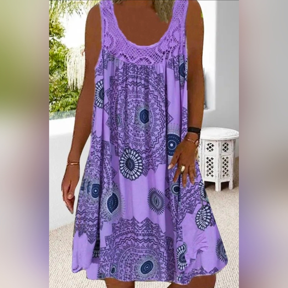 New- Purple Mandala Print Dress